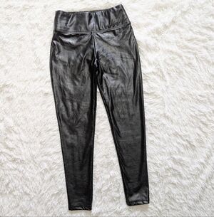 Vince Camuto Black Faux Leather Wide Compression Waistband Leggings Small